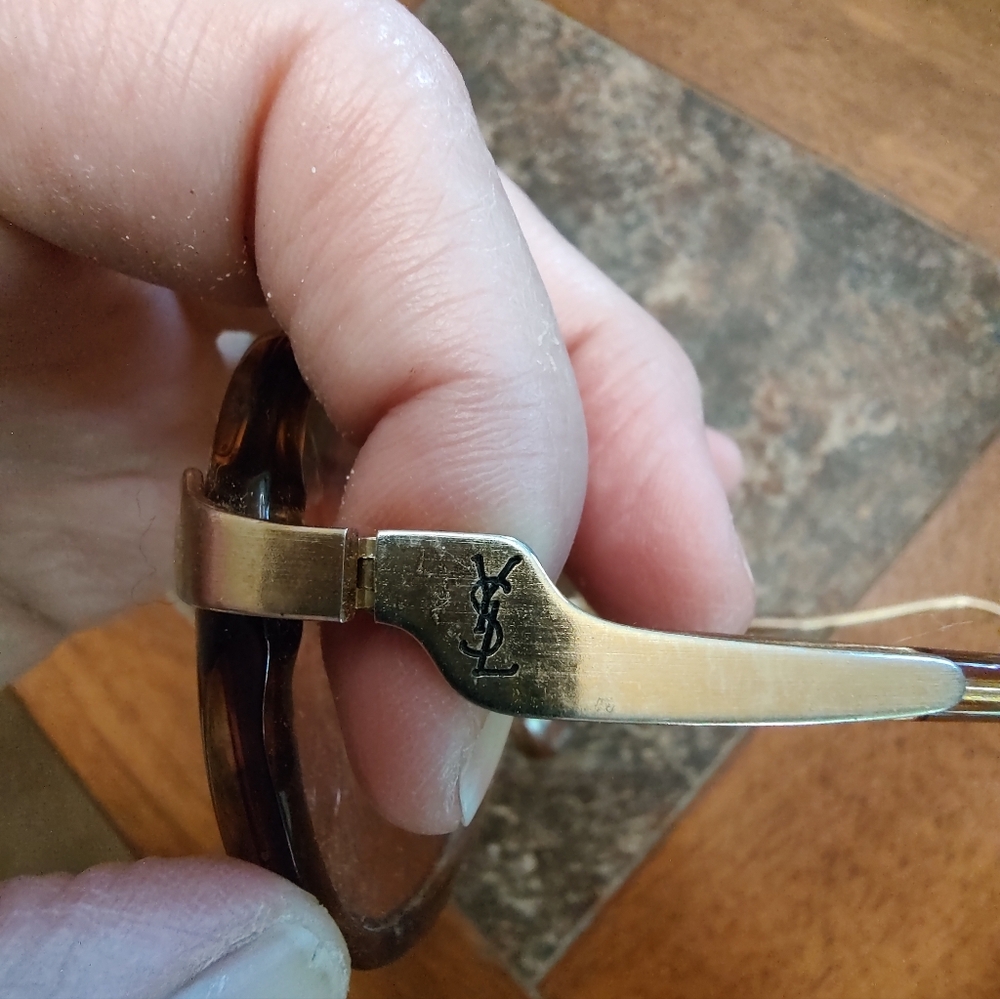Vintage Yves Saint Laurent Gold and Brown Sunglasses - Picture 3 of 6